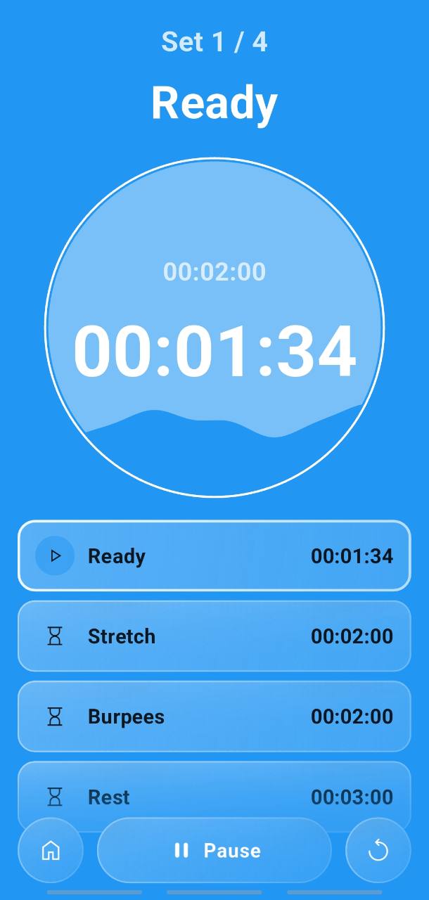TetraTime interval running screen