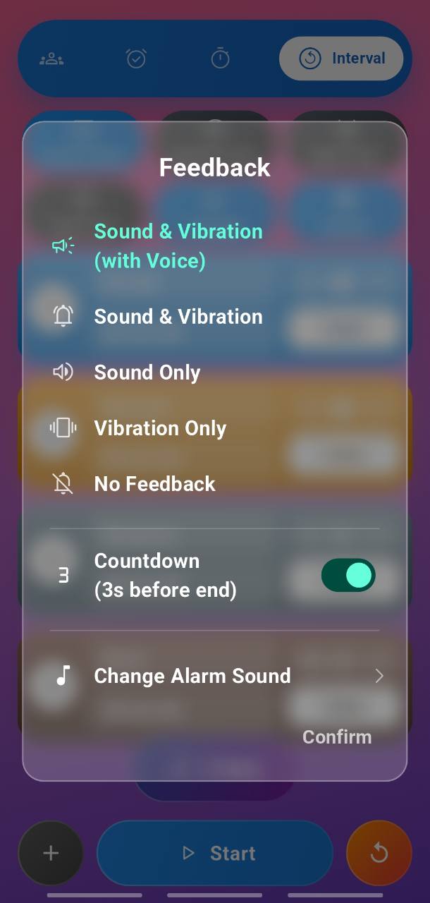 Feedback settings