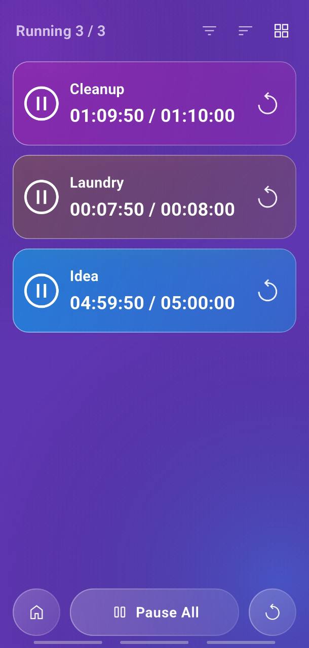 Multi-Timer 리스트 실행 화면