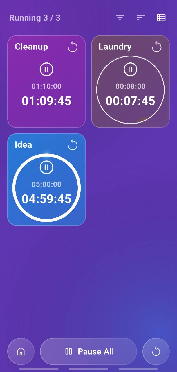 Multi-Timer 그리드 실행 화면