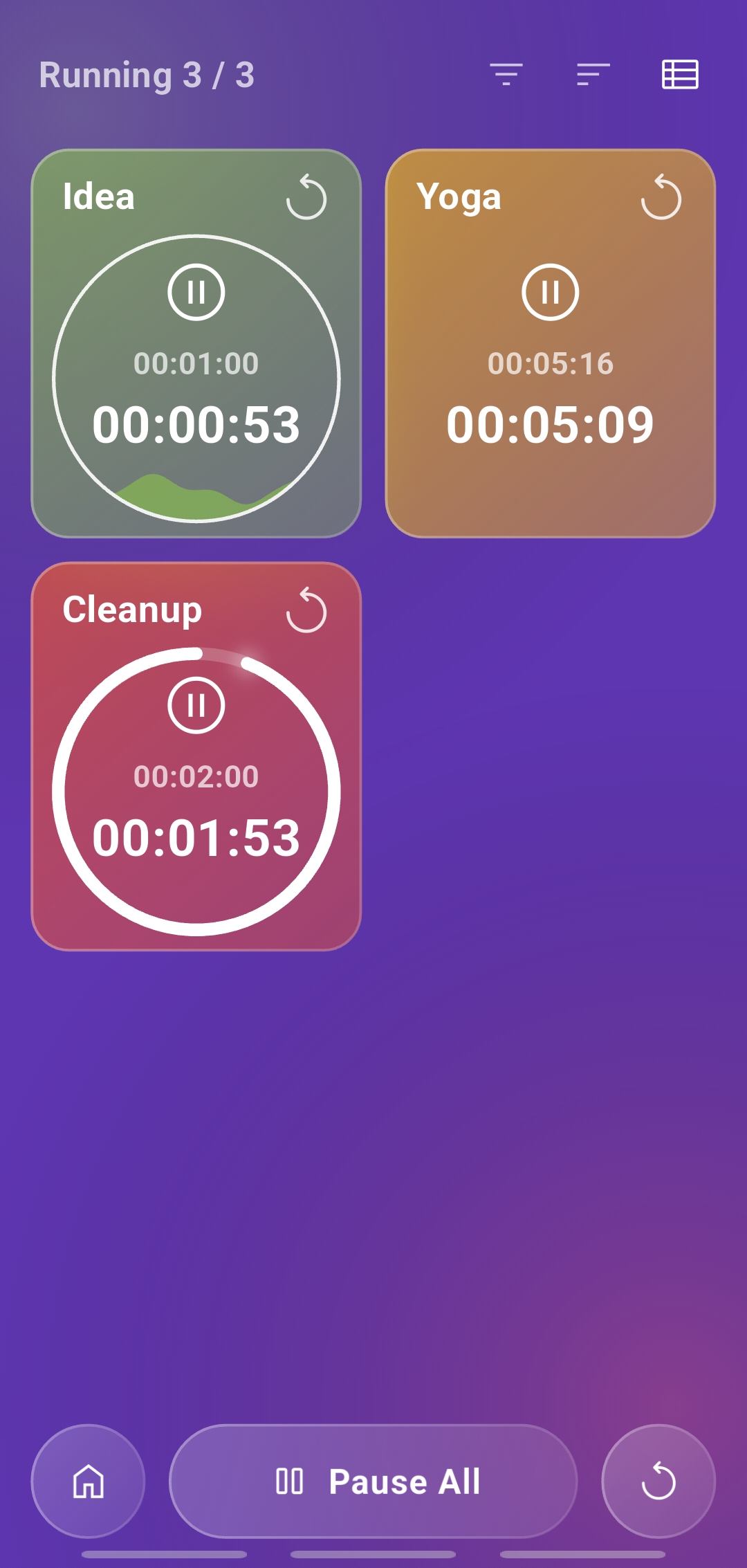 Multi-Timer 그리드 화면